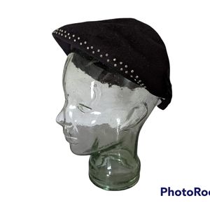 Vintage Merrimac 100% Wool Black Studded Hat